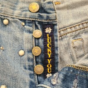 REPURPOSED LUCKY DENIM CUTOFF JEANS BY UO